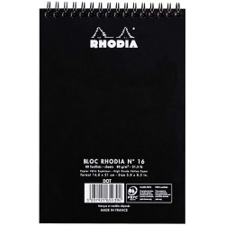 Rh Bloc Notes A5 Spira 80f Dots Black Rhodia 165039c