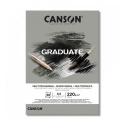 Pr Bloc Schite Canson Graduarte Mixed Media Grey A4, 30file, 220gr/m2 400110371