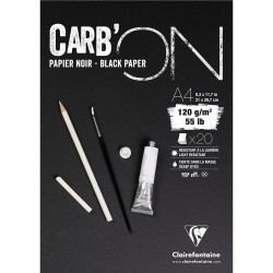 Cf Bloc Desen Carbon A4 20f 120gr/m2 Hartie Neagra Carb'on Clairefontaine 975039c
