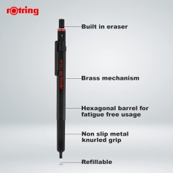 Creion Mecanic Rotring 0.5mm Metalic Ro500 Negru 06462