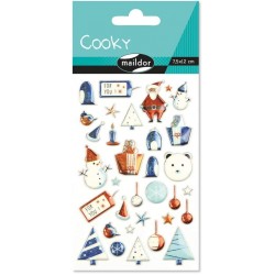 Cf Sticker 3d Cooky 7.5*12cm Maildor Blue Christmas Cy041o