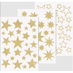 Kp Sticker Decor Fereastra Stele 3 Coli/set Glitter Auriu 3584469