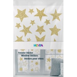 Kp Sticker Decor Fereastra Stele 3 Coli/set Glitter Auriu 3584469