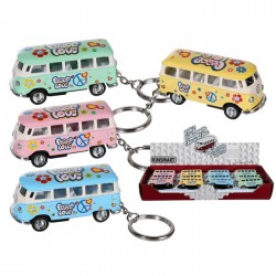 Blu Breloc Chei 6.5cm Vw T1 Bus 1962 - Peace&love 56/0094