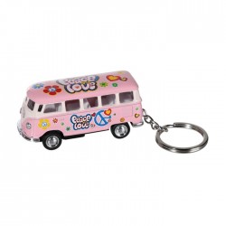 Blu Breloc Chei 6.5cm Vw T1 Bus 1962 - Peace&love 56/0094