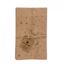 Blu Sacosa Cadou 20*12*6cm Kraft Artizanala 12/set Stars, Cu Sfoara De Iuta Si Eticheta 180756