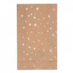 Blu Sacosa Cadou 20*12*6cm Kraft Artizanala 12/set Stars, Cu Sfoara De Iuta Si Eticheta 180756