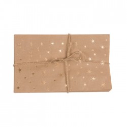 Blu Sacosa Cadou 20*12*6cm Kraft Artizanala 12/set Stars, Cu Sfoara De Iuta Si Eticheta 180756