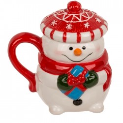 Blu Cana Ceramica Cu Capac 300ml Funny Snowman + Cutie Cadou 99/6206