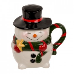 Blu Cana Ceramica Cu Capac 300ml Funny Snowman + Cutie Cadou 99/6206