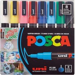 Marker Uni Posca Pc-3m 0.9-1.3mm Basic 8 Culori/set 38190