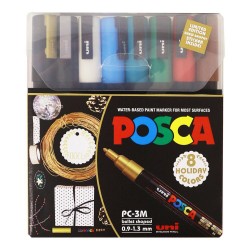 Marker Uni Posca Pc-3m 0.9-1.3mm Holiday 8 Culori/set 42588