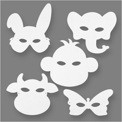 Cc Masca Copii Animal Masks, 13-24 Cm, W: 20-28 Cm, White, 16/set 95201