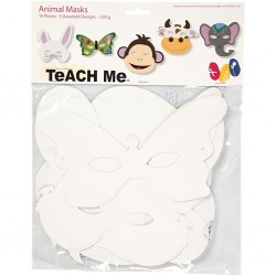 Cc Masca Copii Animal Masks, 13-24 Cm, W: 20-28 Cm, White, 16/set 95201