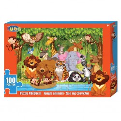 Dia Puzzle 100 Piese 49*36cm Animalele Junglei 621580
