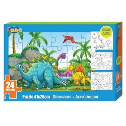 Dia Puzzle De Colorat 24 Piese 41*28cm Pg Dinosaures 621590