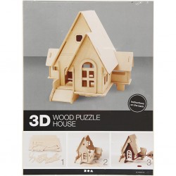 Cc Kit Constructie Casa Lemn 3d, Wood Puzzle House 57874/57878