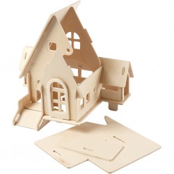 Cc Kit Constructie Casa Lemn 3d, Wood Puzzle House 57874/57878