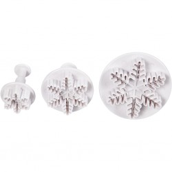 Cc Forme Cookie Cutters With Stamp, Snowflake, 3,2+4,8+6,5 Cm 782875