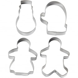 Cc Forme Metal Cookie Cutters, Snowman, Glove, Ginger Women And Ginger Man, 8 Cm 782885