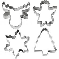 Cc Forme Metal Cookie Cutters, Christmas Tree,angel, Reindeer, Snowflake, 8 Cm, 4/set 782886