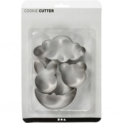 Cc Forme Metal Cookie Cutters, Cloud, Hare, Bear, Moon, 10 Cm, 4 Pc 782888