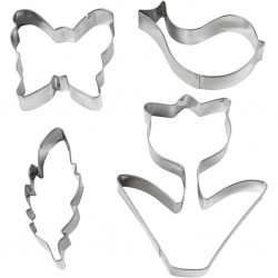 Cc Forme Metal Cookie Cutters, Flower, Bird, Butterfly, Feather, 11 Cm, 4 Pc 782889