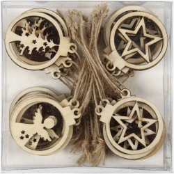 Cc Ornamente Lemn Craciun, 3cm, 24/set 54464