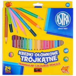 As Creioane Colorate 24/set Triunghiulare + Ascutitoare Astra 312110003