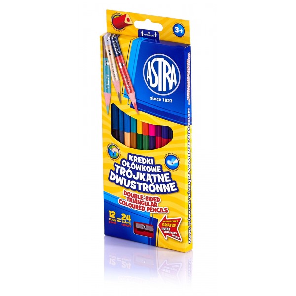 As Creioane Colorate 12/set 2 Capete + Ascutitoare Astra 312113001