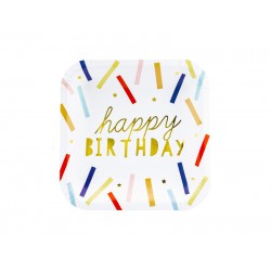 Pd Farfurii Carton Happy Birthday, Mix, 20x20cm. 6/set Tpp47