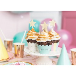 Pd Decoratiuni Tort Craciun Cupcake Toppers Stelute Aurii 11.5cm  Kpm19-019b