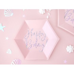 Pd Farfurii Carton Happy B'day!, Light Powder Pink, 20cm 6/set Tpp63-081pj