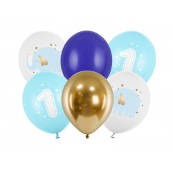Pd Baloane Balloons 30 Cm, One Year, Pastel Light Blue 6/set Sb14p-322-001j-6