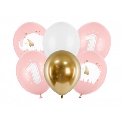 Pd Baloane Balloons 30 Cm, One Year, Pastel Pale Pink 6/set Sb14p-322-081j-6