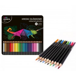 De Creioane Colorate Triunghiulare Cutie Metal Culori Intense 24/set Kidea Ktmp24ka