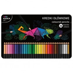 De Creioane Colorate Triunghiulare Cutie Metal Culori Intense 36/set Kidea Ktmp36ka