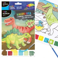 De Carte De Colorat Si Pictat 6 Culori/set + Pensula Dinozauri Kidea Mfpdka