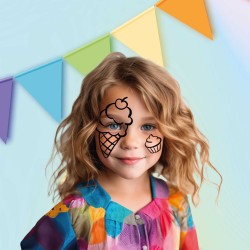 De Set Pictura Pe Fata Copii 8 Culori + Aplicator, Pensula Si Ruj Ice Cream Kidea Fdtlm9ka