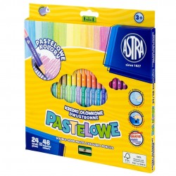 As Creioane Colorate Pastel 24/set 2 Capete + Ascutitoare Astra 312120005