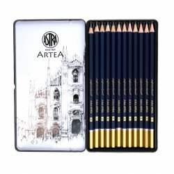 As Set 12 Creioane Grafit 8b-3h Artea Astra Cutie Metal 206120013