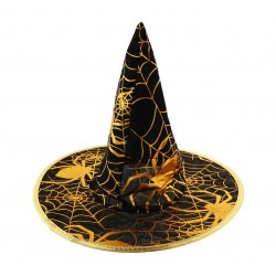 God Palarie Vrajitoare Witch Hat With A Golden Spiderweb, 30cm, Size S, Kczzp-yh