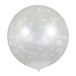 God Balon Sphere Shape, 80cm, Metallic Pearl, Just Married Gms220/jm