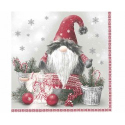 God Servetele 33*33cm 20/set Scandinavian Gnome With Candy Canes Sl_gw_024301