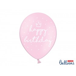 Pd Baloane Strong Balloons 30cm, Happy Birthday, Pastel Baby Pink 6/set Sb14p-244-081j-6