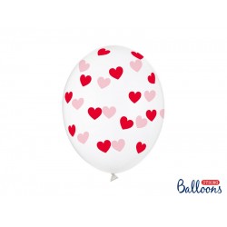 Pd Baloane Balloons 30cm, Hearts, Crystal Clear, Red 6/set Sb14c-228-099r-6