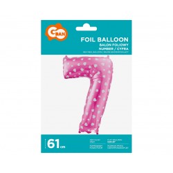 God Balon Folie Aluminiu Digit 7, 61cm, Pink With Hearts Hs-c26r7