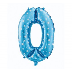 God Balon Folie Aluminiu Digit 0, 61cm, Blue With Stars Hs-c26n0