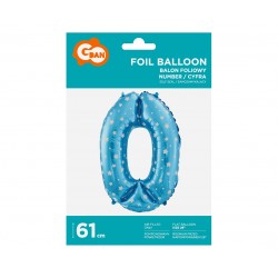 God Balon Folie Aluminiu Digit 0, 61cm, Blue With Stars Hs-c26n0