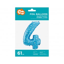 God Balon Folie Aluminiu Digit 4, 61cm, Blue With Stars Hs-c26n4